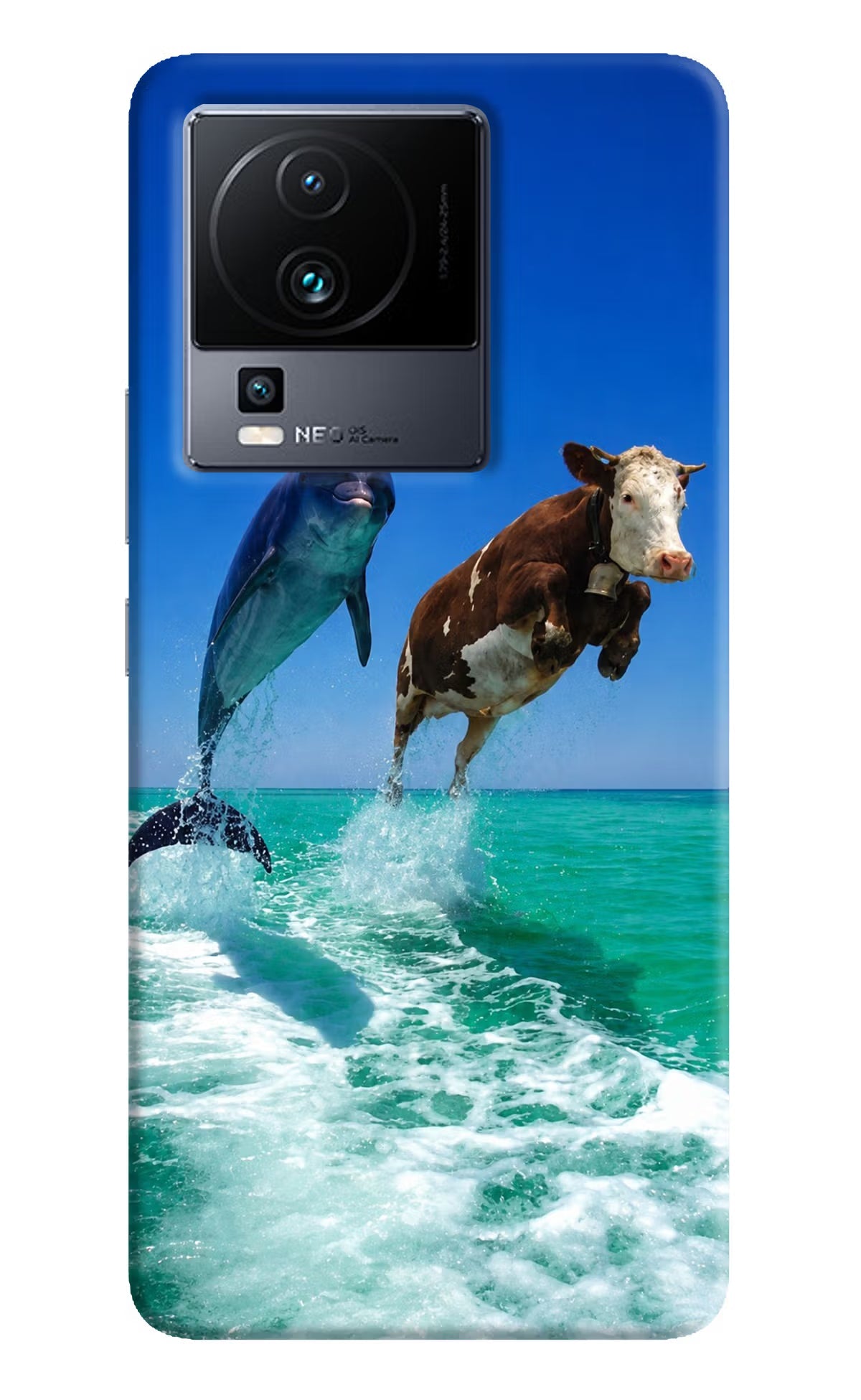 Dolphin Vs Cow iQOO Neo 7 Pro Back Cover Hard Case - Hello Swanky