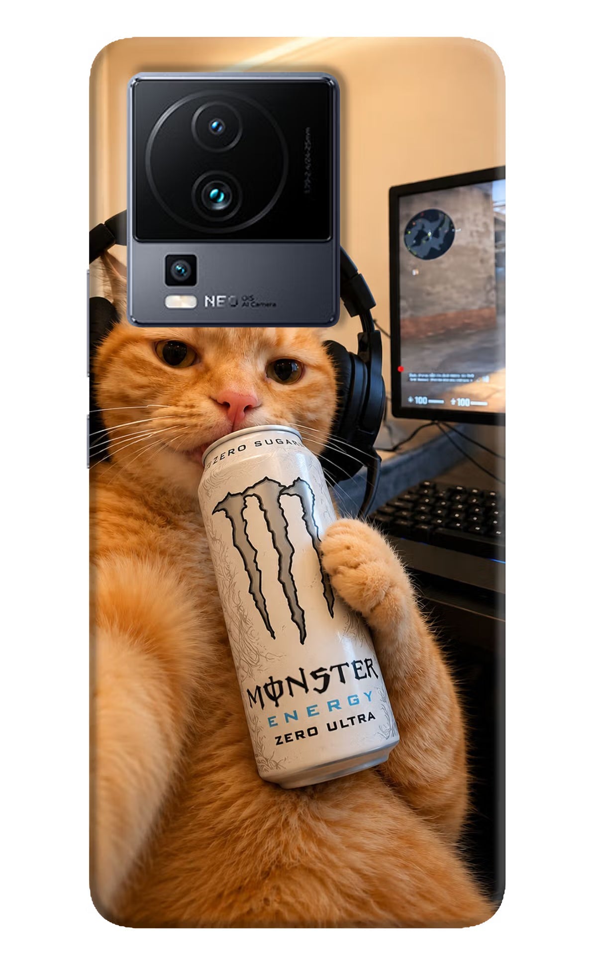 Gamer Cat Energy iQOO Neo 7 Pro Back Cover Hard Case - Hello Swanky