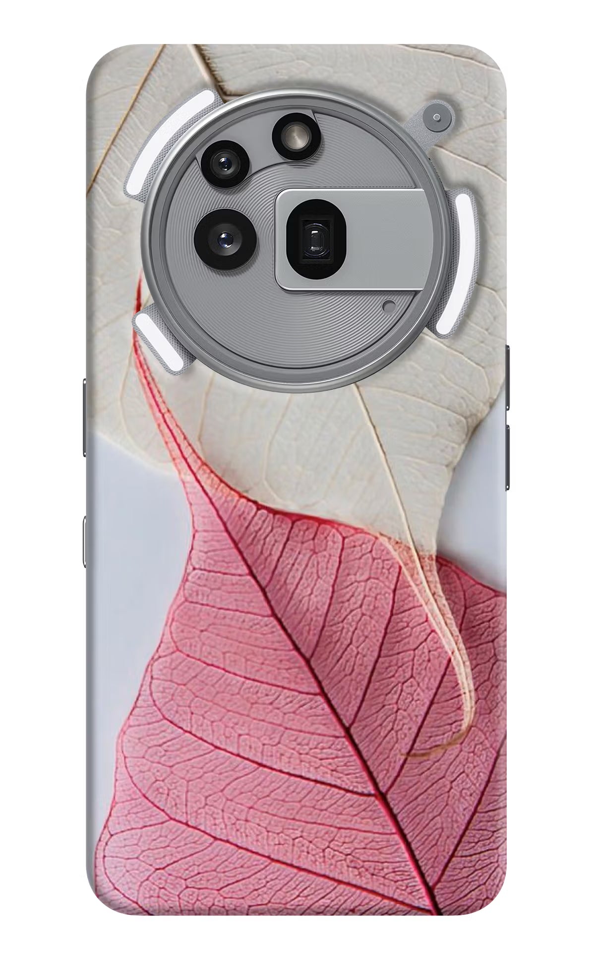 White Pink Leaf Nothing Phone 3a Pro Back Cover