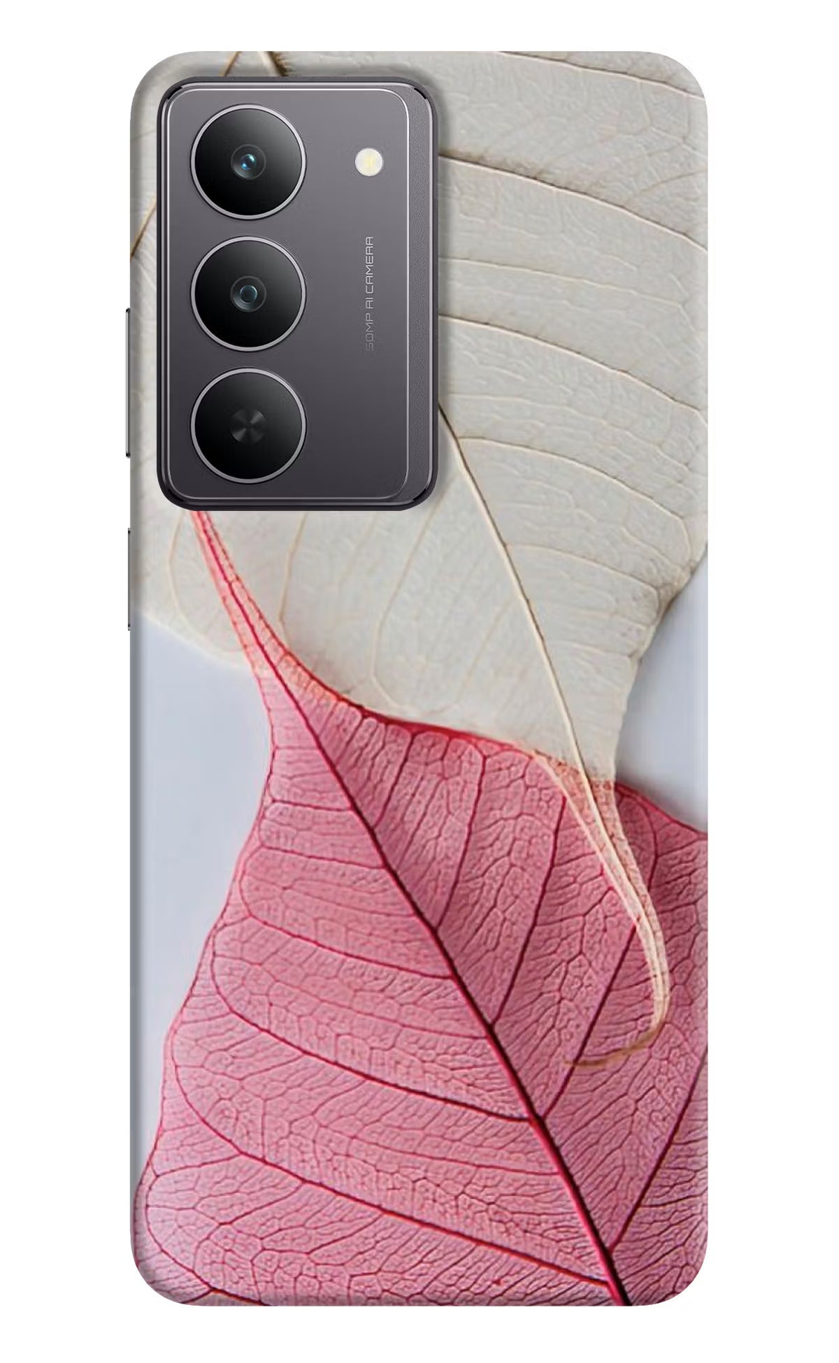 White Pink Leaf Realme 14x 5G Back Cover