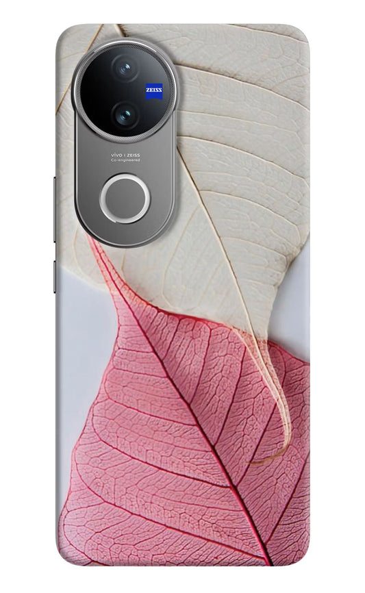 White Pink Leaf Vivo V50 5G Back Cover