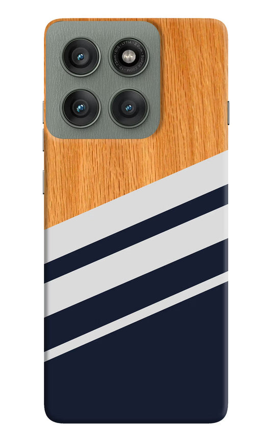 Blue and white wooden Moto Edge 60 Pro Back Cover