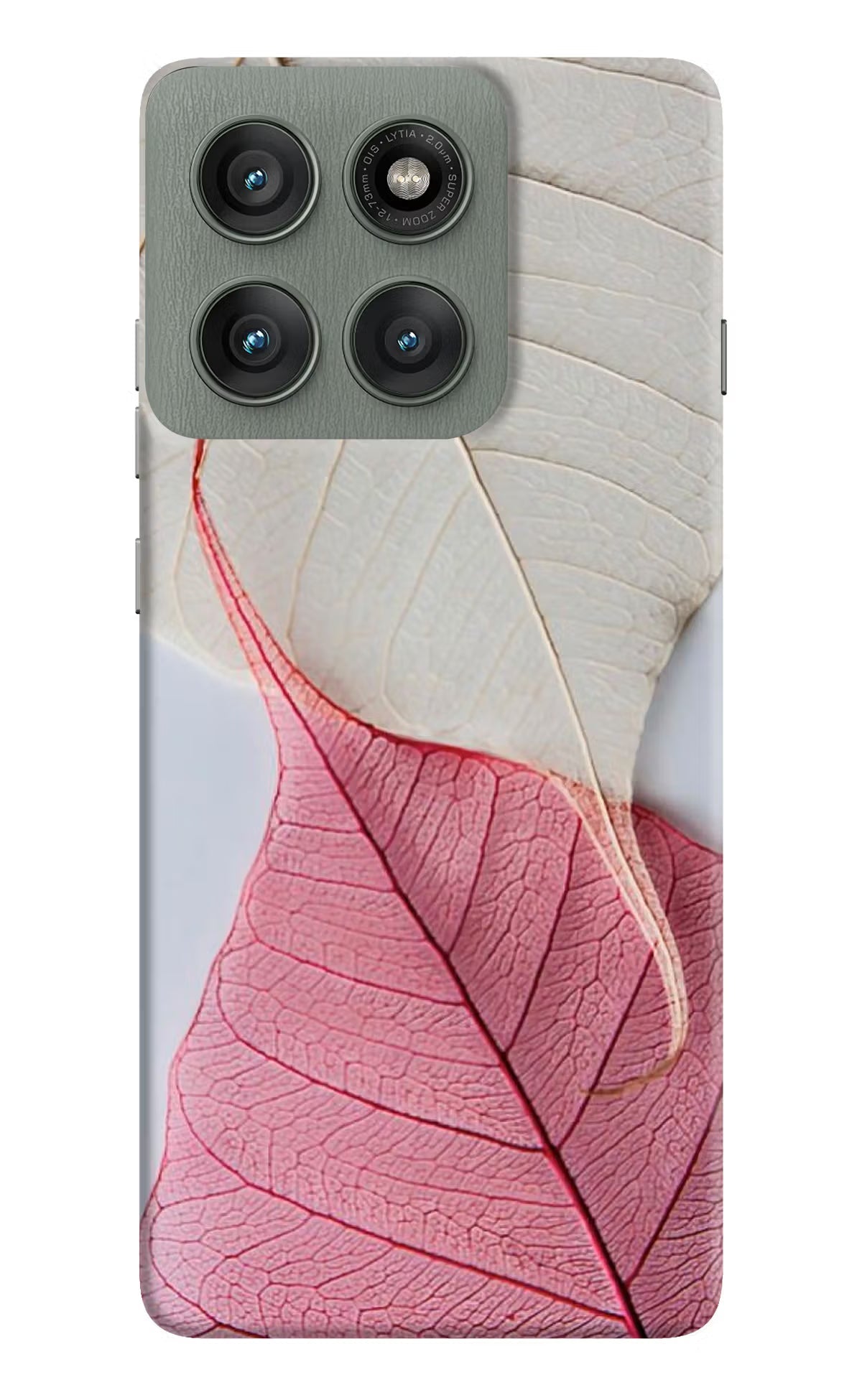 White Pink Leaf Moto Edge 60 Pro Back Cover