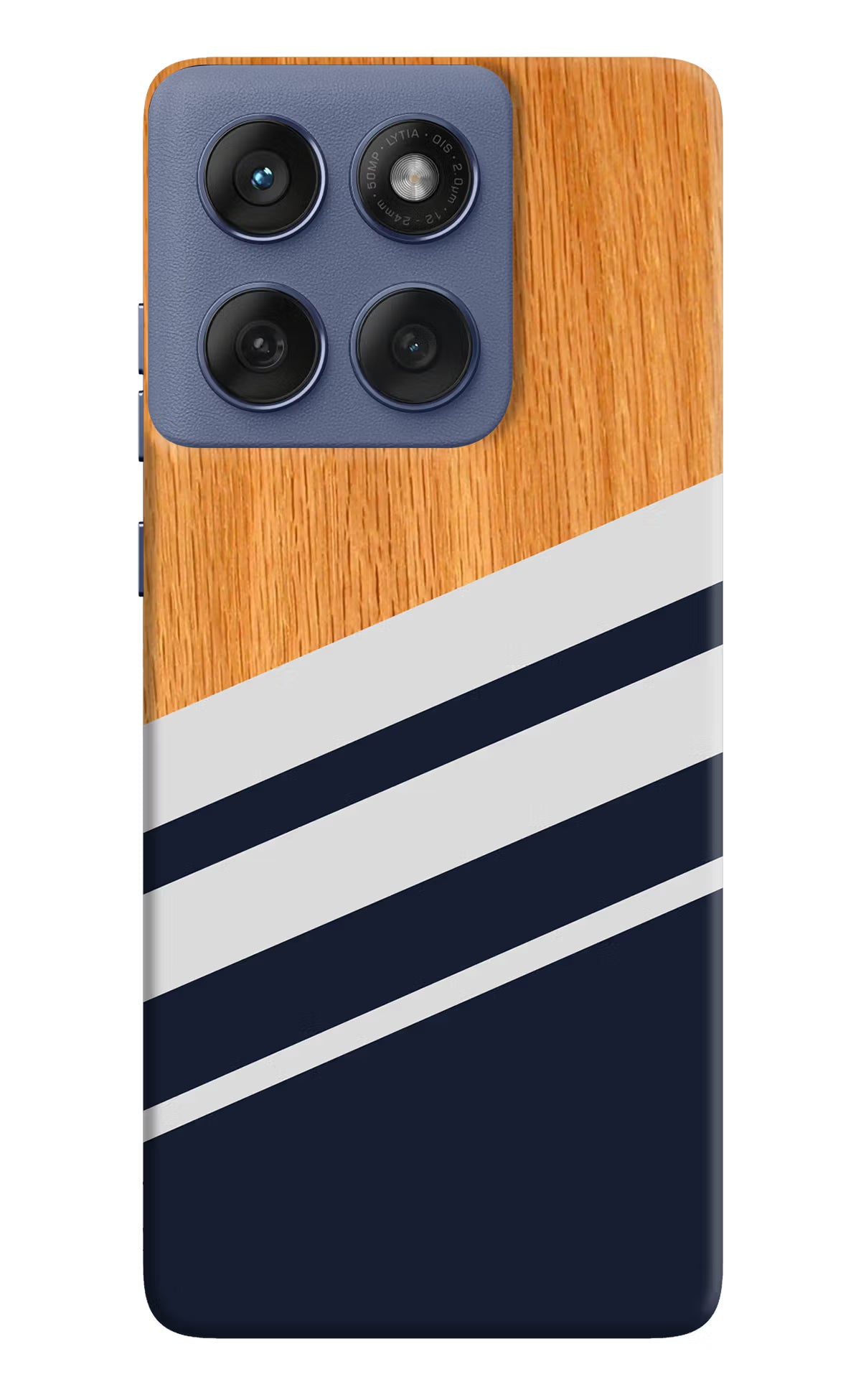 Blue and white wooden Moto Edge 60 Fusion Back Cover