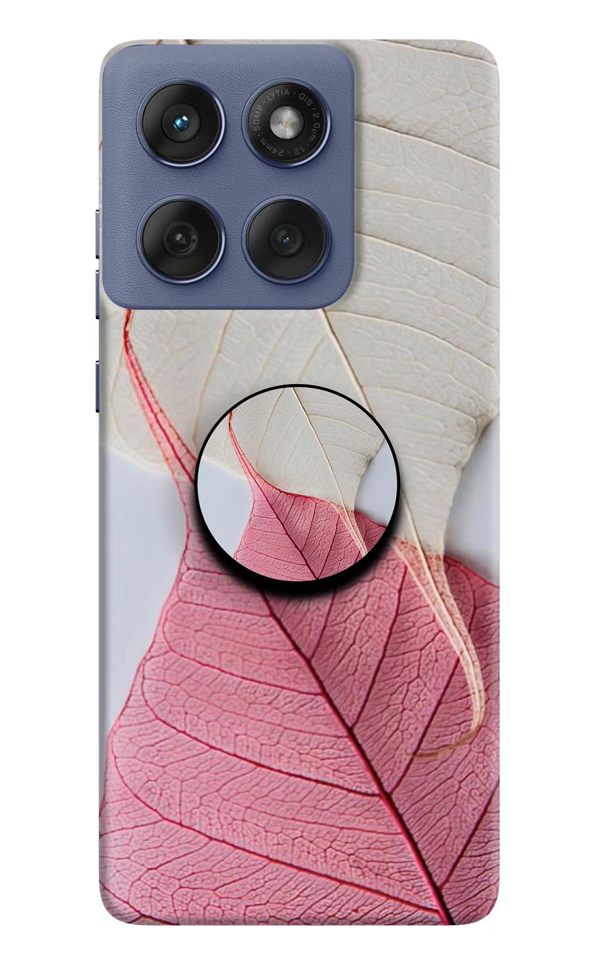 White Pink Leaf Moto Edge 60 Fusion Pop Case