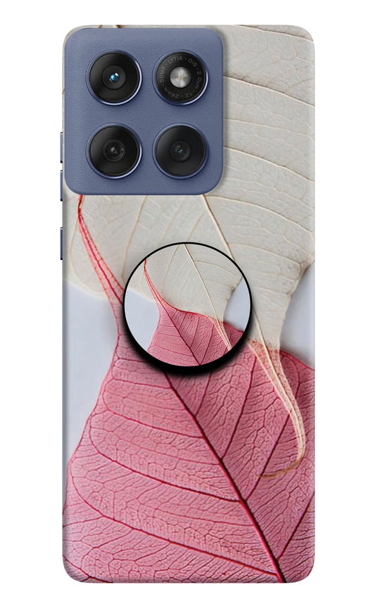 White Pink Leaf Moto Edge 60 Fusion Pop Case