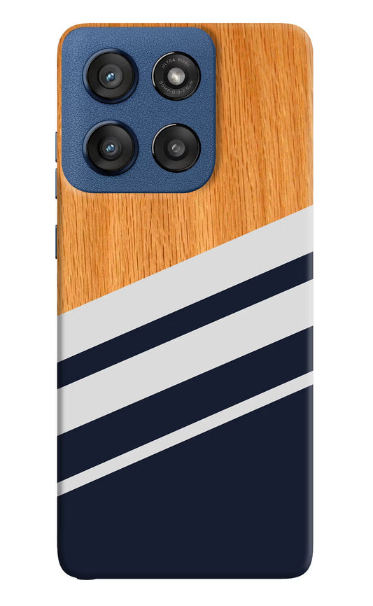 Blue and white wooden Moto Edge 60 Stylus Back Cover