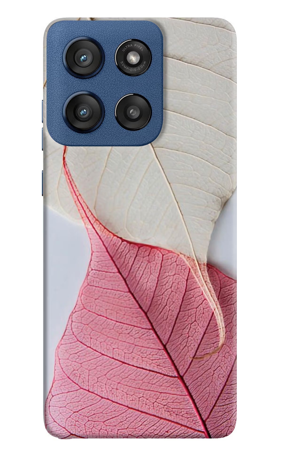 White Pink Leaf Moto Edge 60 Stylus Back Cover