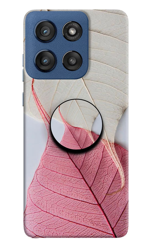 White Pink Leaf Moto Edge 60 Stylus Pop Case