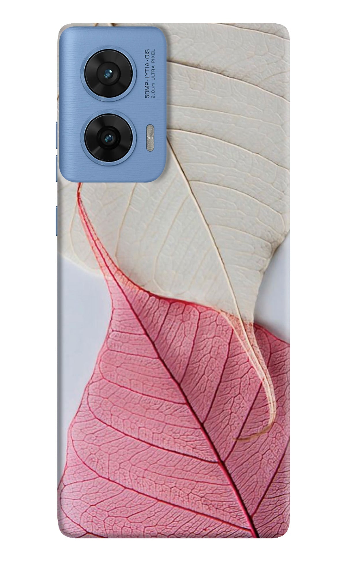 White Pink Leaf Moto G96 5G Back Cover