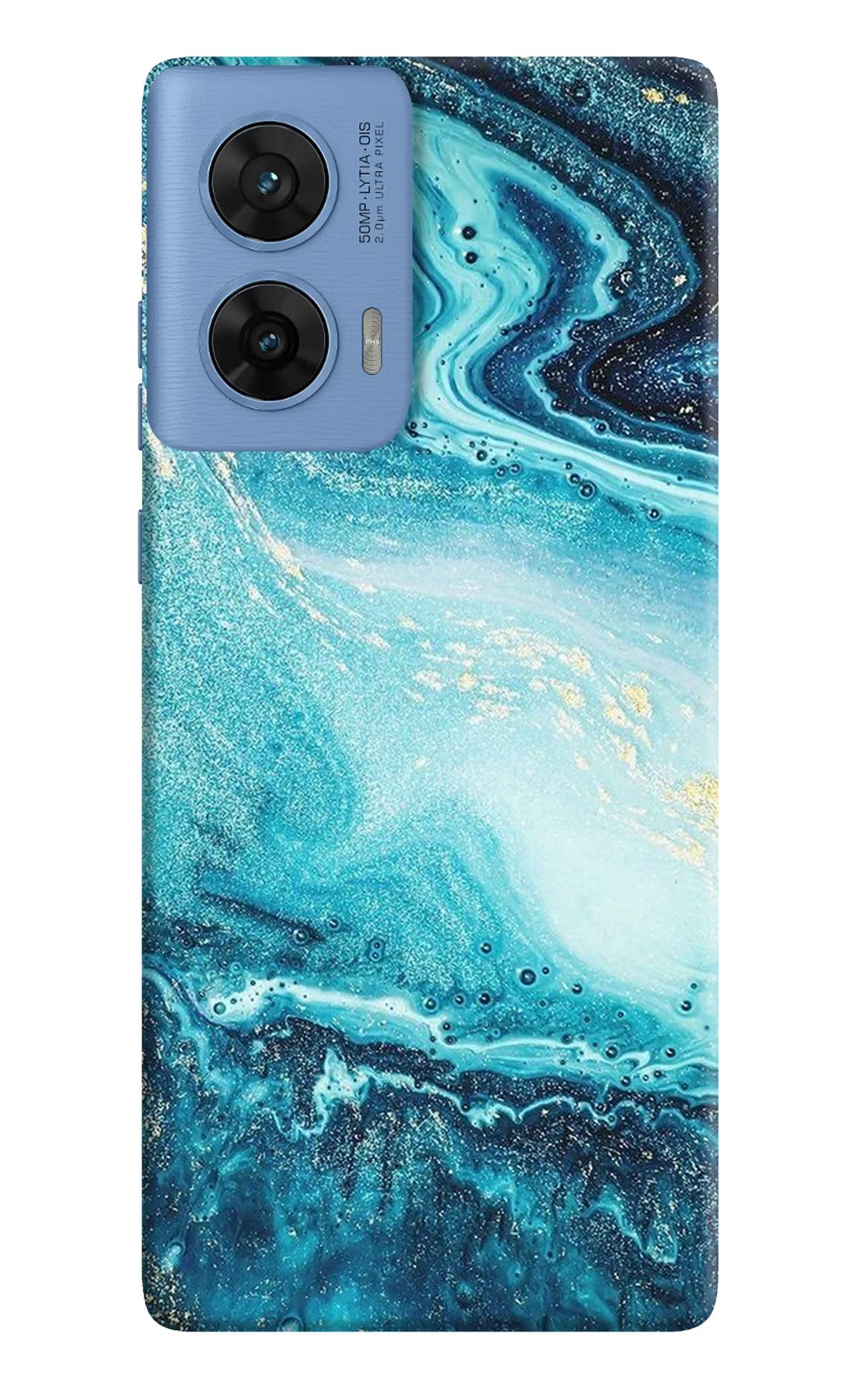 Blue Glitter Marble Moto G96 5G Back Cover