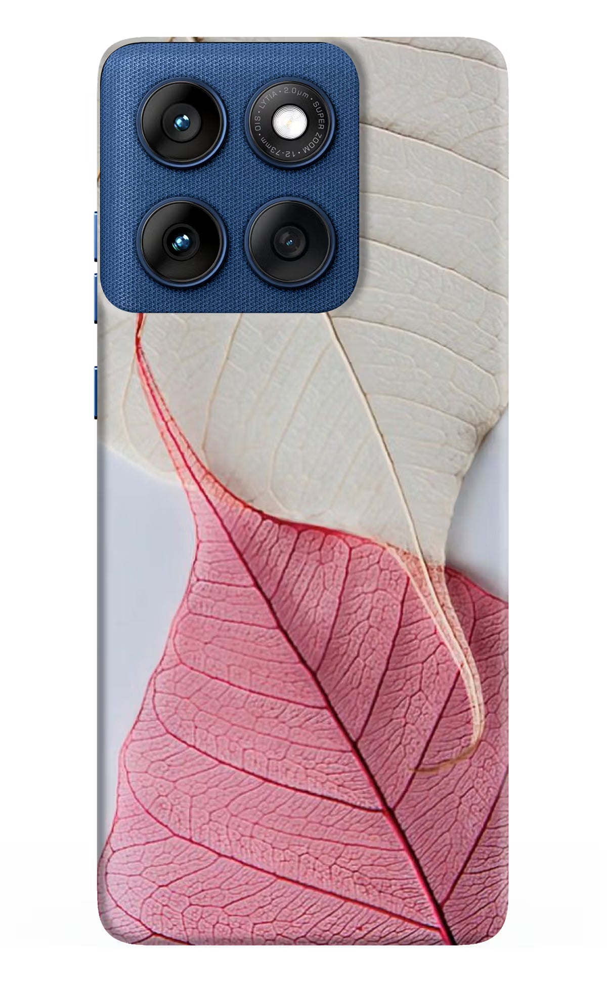 White Pink Leaf Moto Edge 60 Back Cover