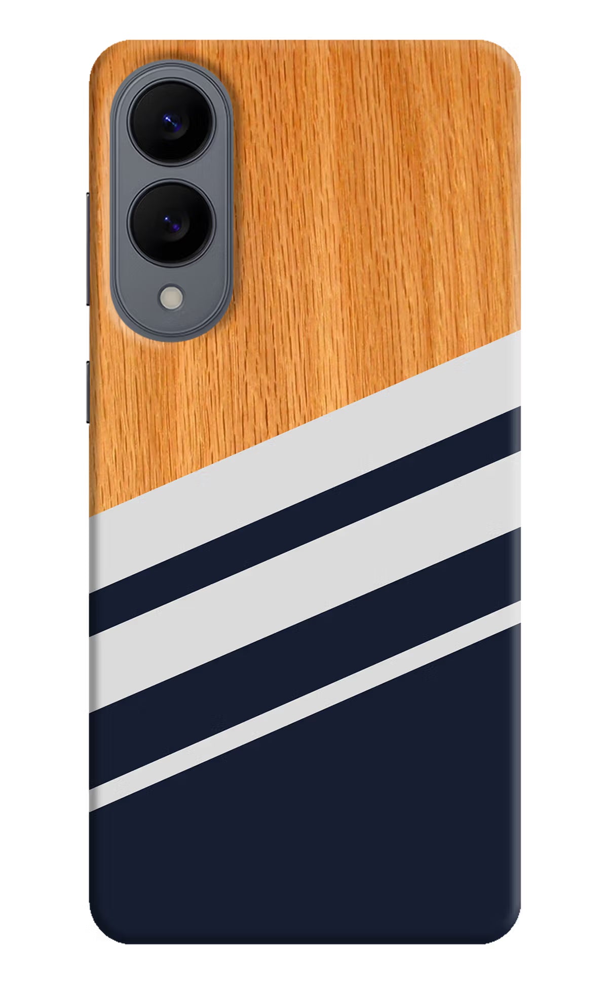 Blue and white wooden Samsung S25 Edge Back Cover