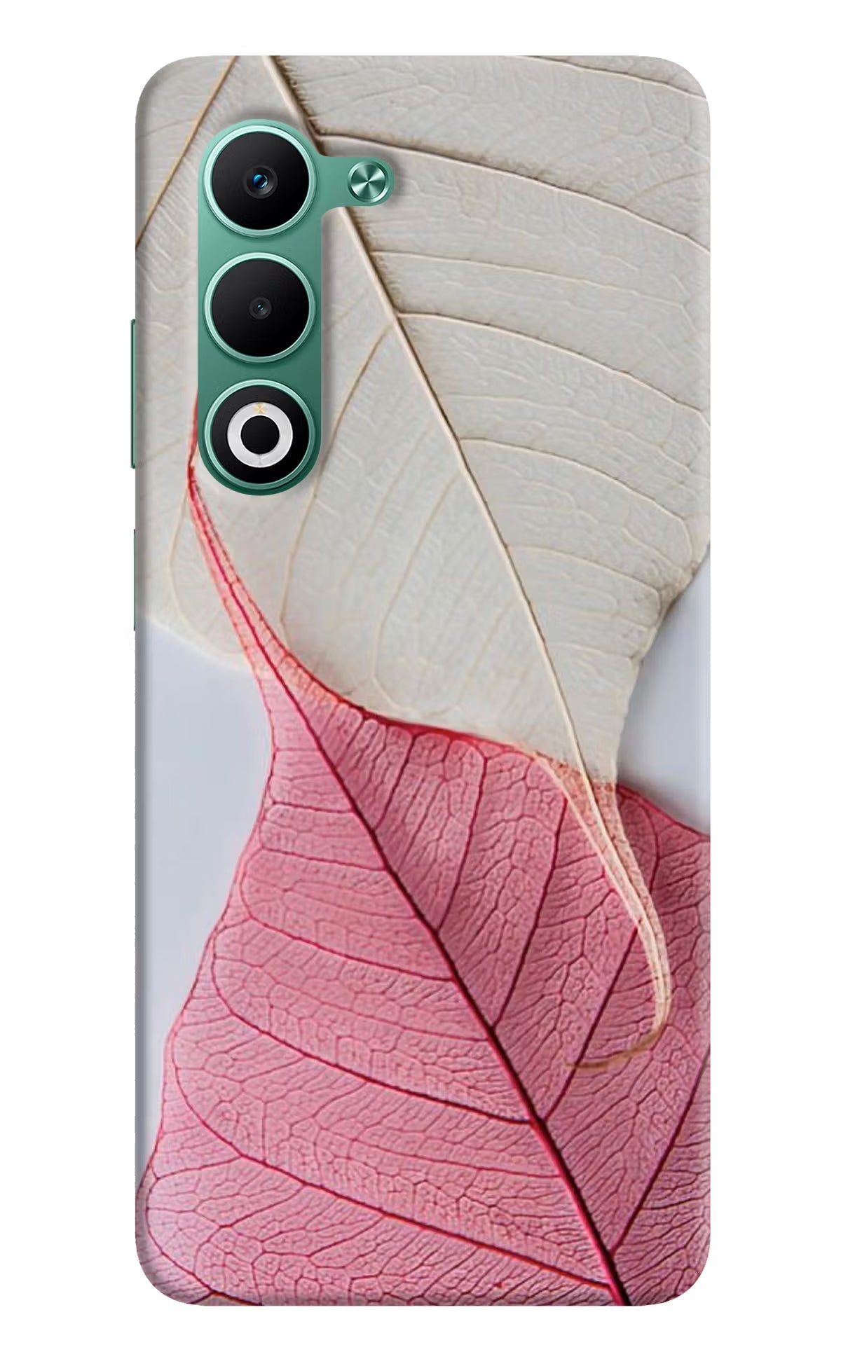 White Pink Leaf Oppo A5 5G Back Cover