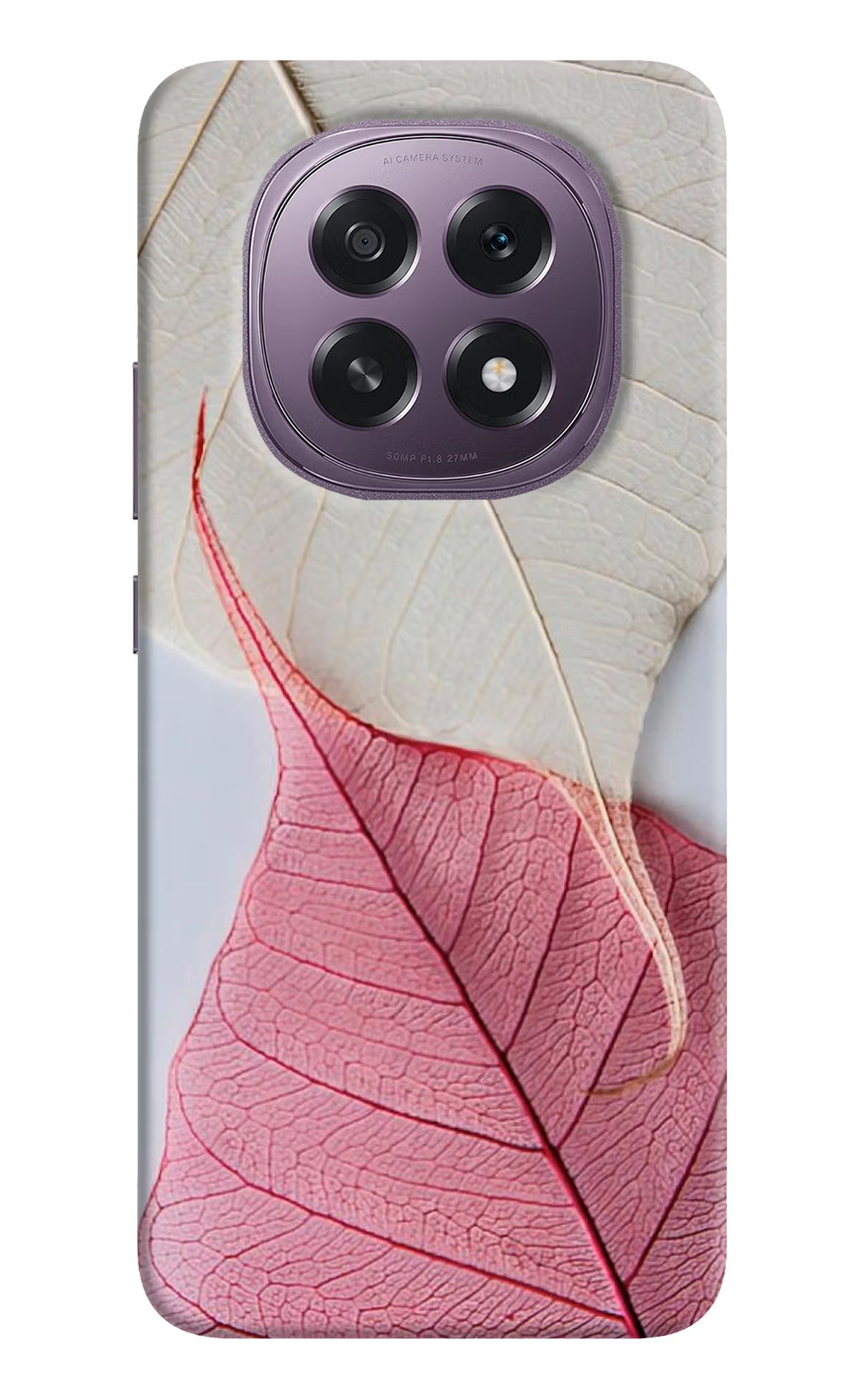 White Pink Leaf Oppo F29 5G Back Cover
