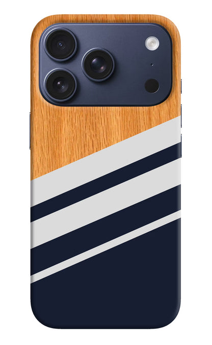 Blue and white wooden iPhone 17 Pro Back Cover