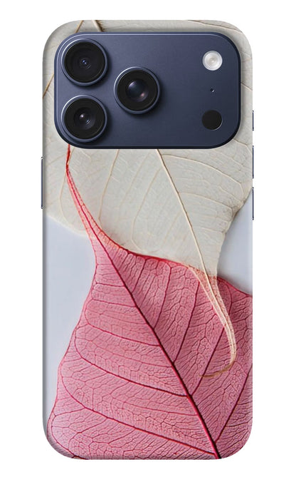 White Pink Leaf iPhone 17 Pro Back Cover