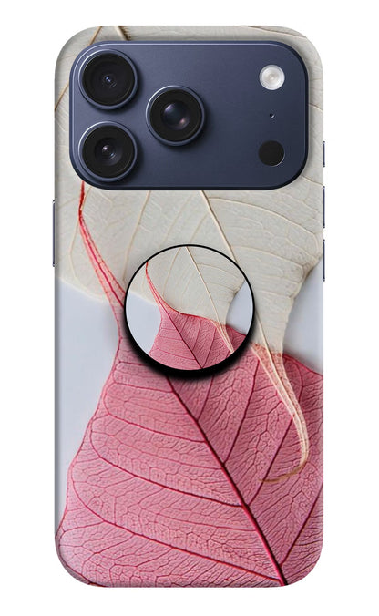 White Pink Leaf iPhone 17 Pro Pop Case
