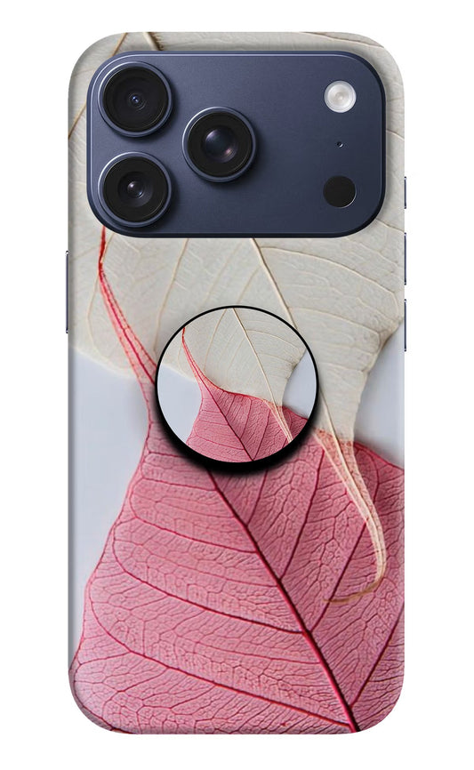 White Pink Leaf iPhone 17 Pro Pop Case