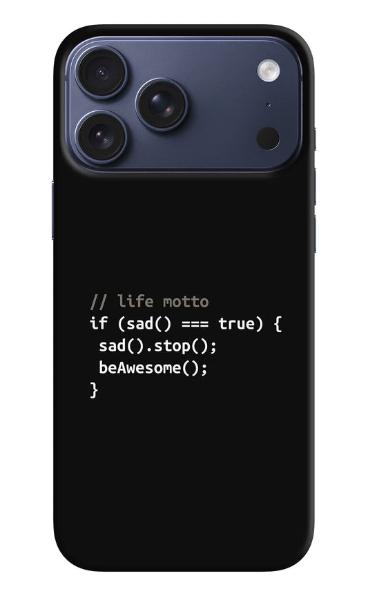 Life Motto Code iPhone 17 Pro Max Back Cover