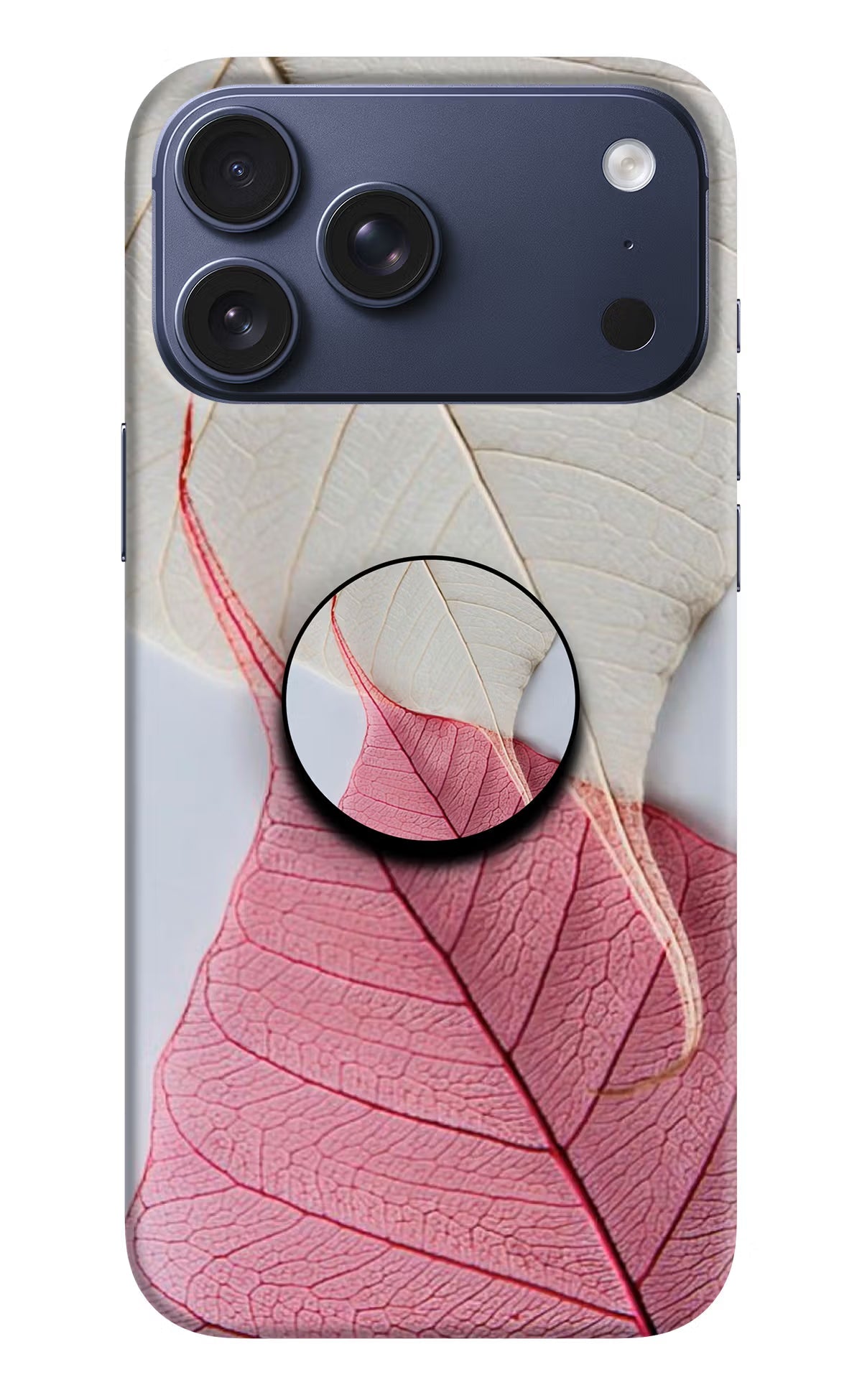 White Pink Leaf iPhone 17 Pro Max Pop Case