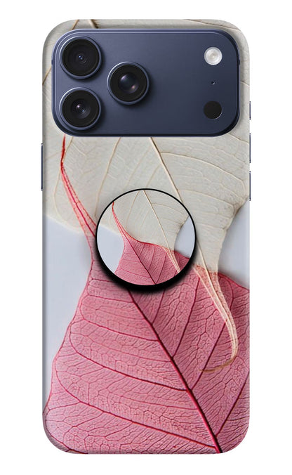 White Pink Leaf iPhone 17 Pro Max Pop Case