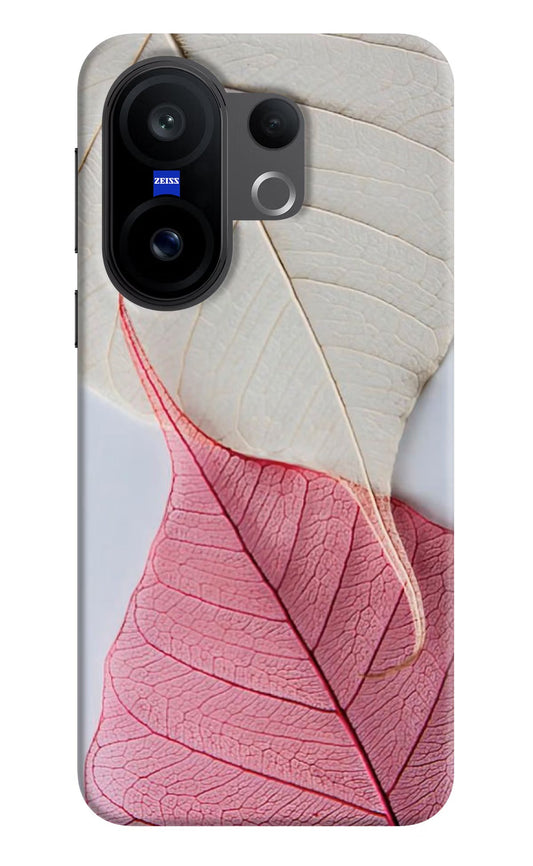 White Pink Leaf Vivo X200 FE Back Cover