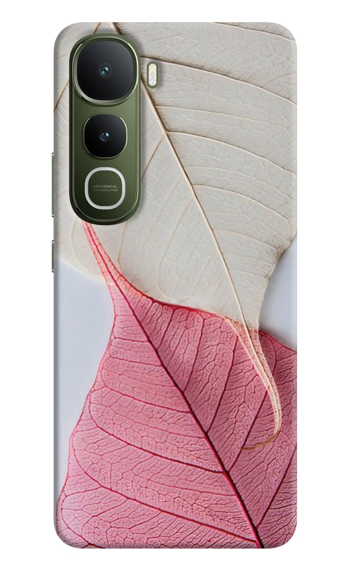 White Pink Leaf Vivo Y400 5G Back Cover