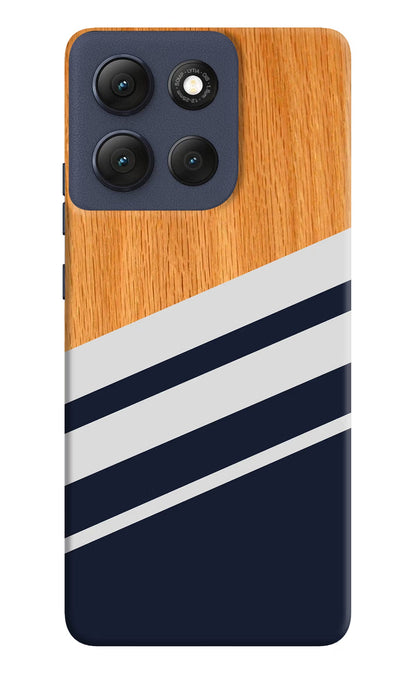 Blue and white wooden Moto G86 Power Back Cover