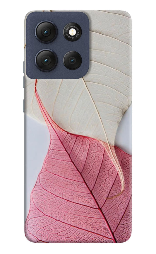 White Pink Leaf Moto G86 Power Back Cover