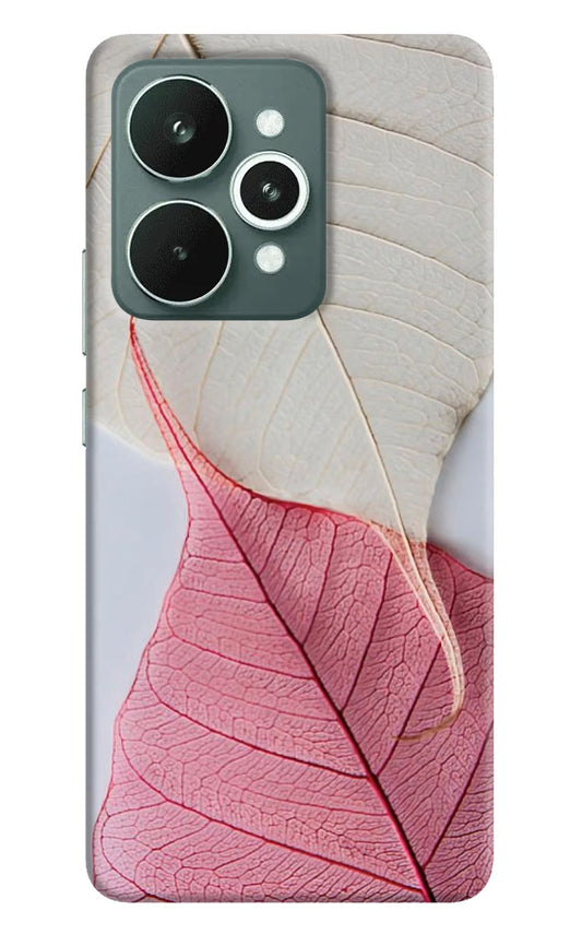 White Pink Leaf Realme 15 Back Cover