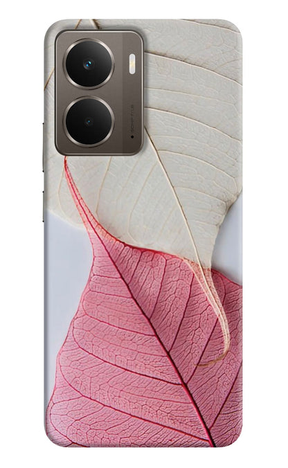 White Pink Leaf Realme P3 Back Cover