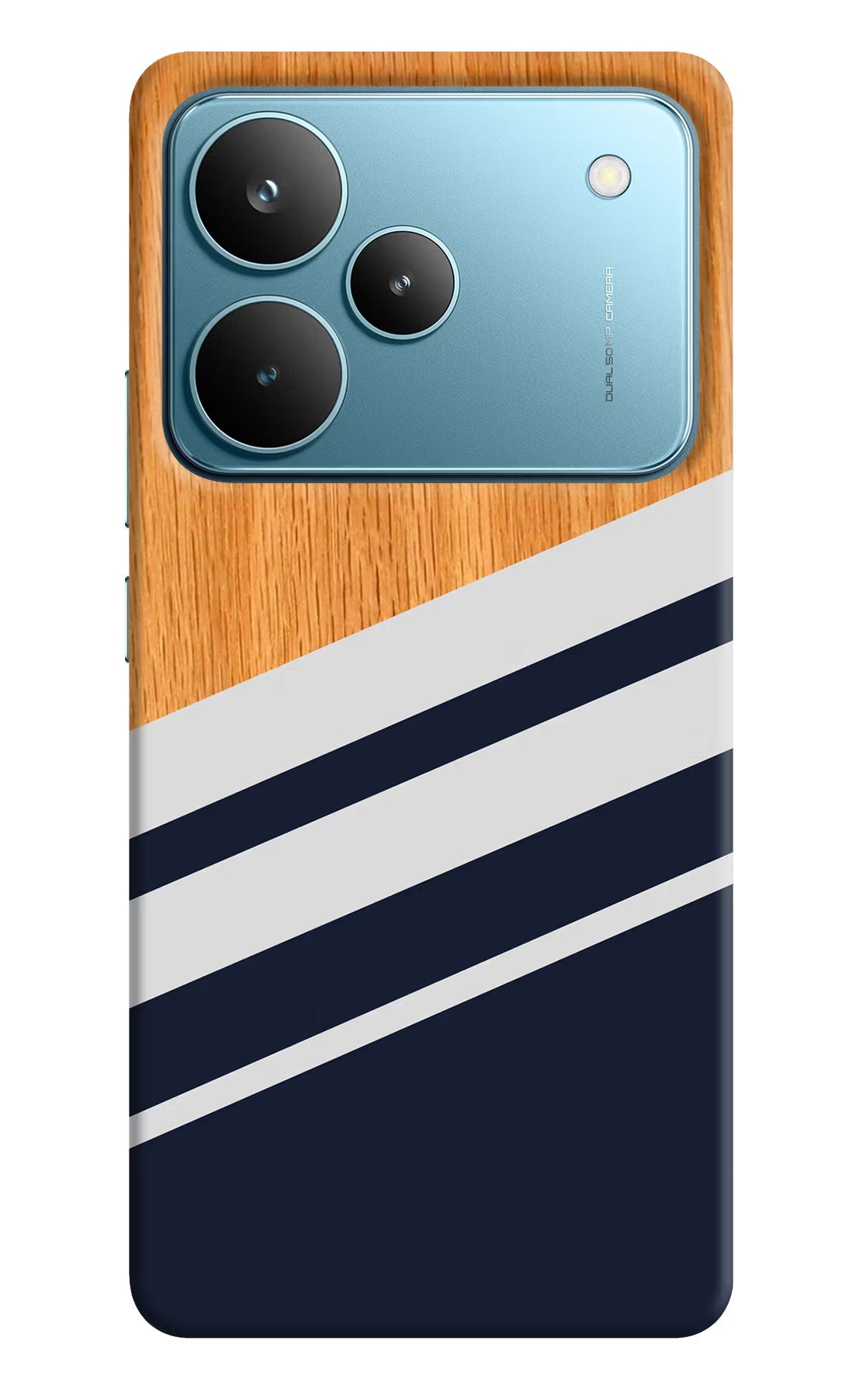 Blue and white wooden Realme P4 Pro Back Cover