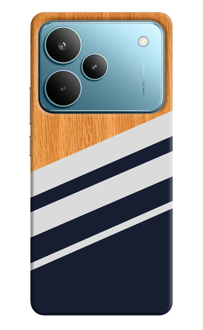 Blue and white wooden Realme P4 Pro Back Cover