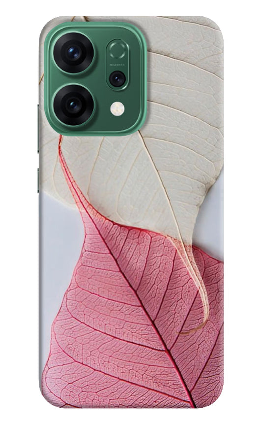 White Pink Leaf Oppo Reno14 5G Back Cover