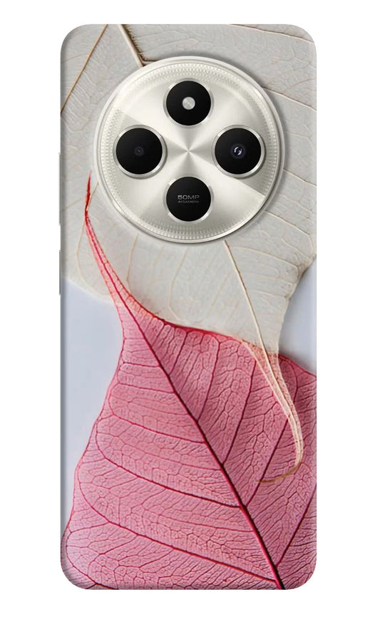 White Pink Leaf Poco C75 5G Back Cover