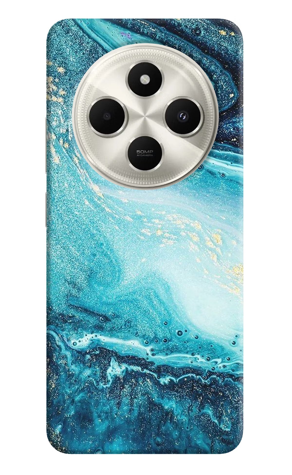 Blue Glitter Marble Poco C75 5G Back Cover