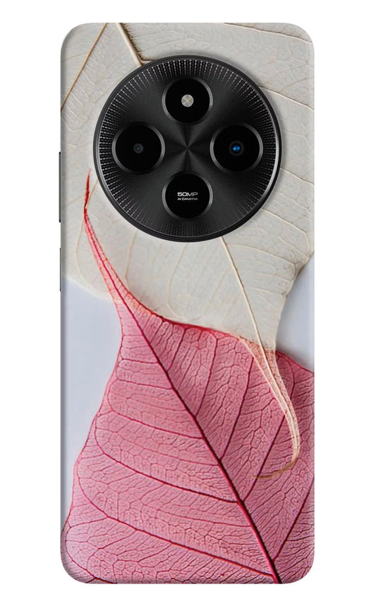 White Pink Leaf Poco M7 5G Back Cover
