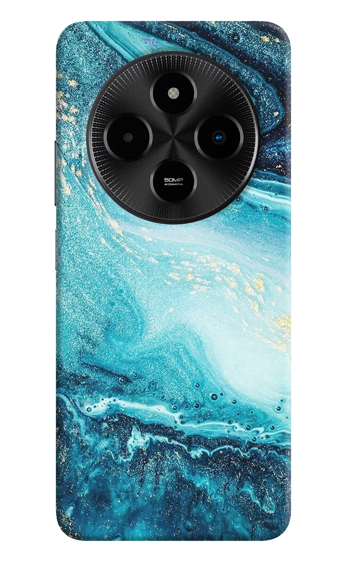 Blue Glitter Marble Poco M7 5G Back Cover