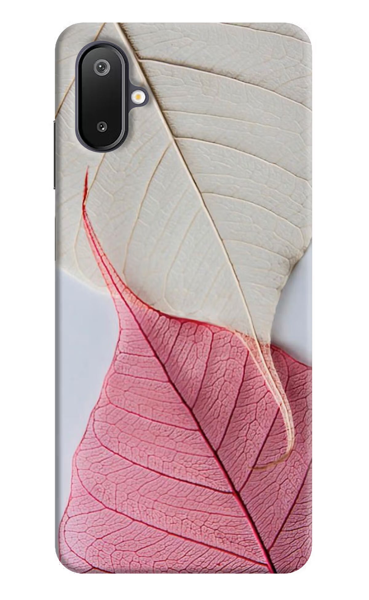 White Pink Leaf Samsung M06 5G Back Cover