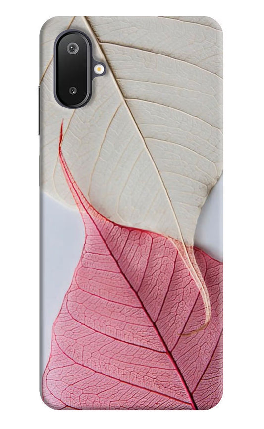 White Pink Leaf Samsung M06 5G Back Cover