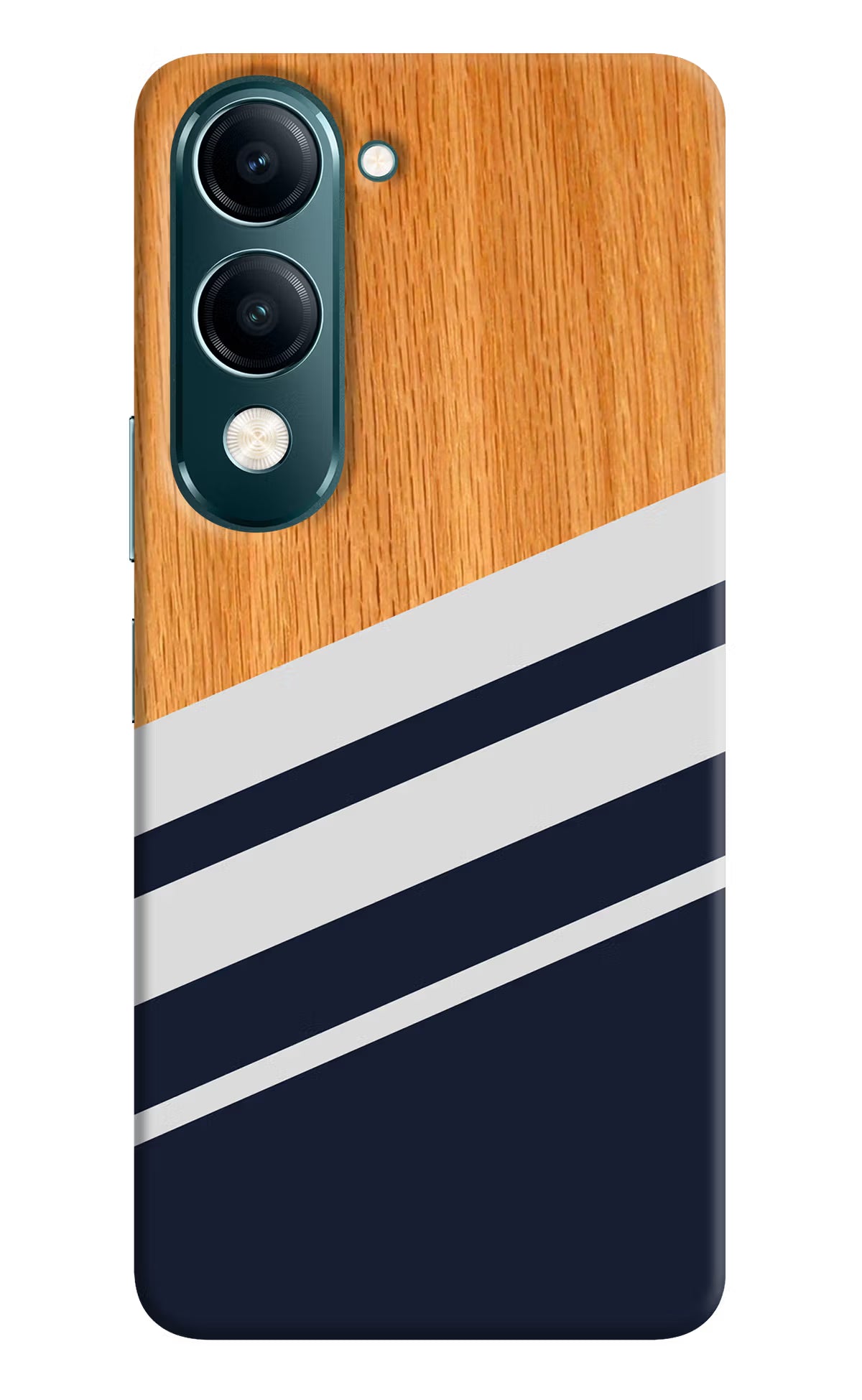 Blue and white wooden Vivo Y19s 5G Back Cover