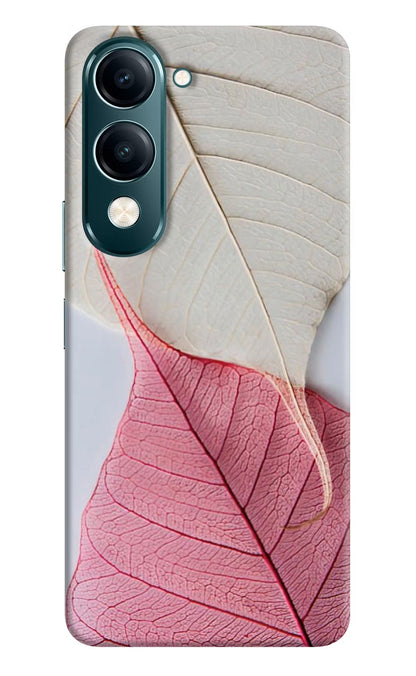 White Pink Leaf Vivo Y19s 5G Back Cover
