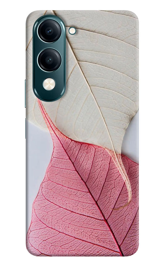 White Pink Leaf Vivo Y19s 5G Back Cover