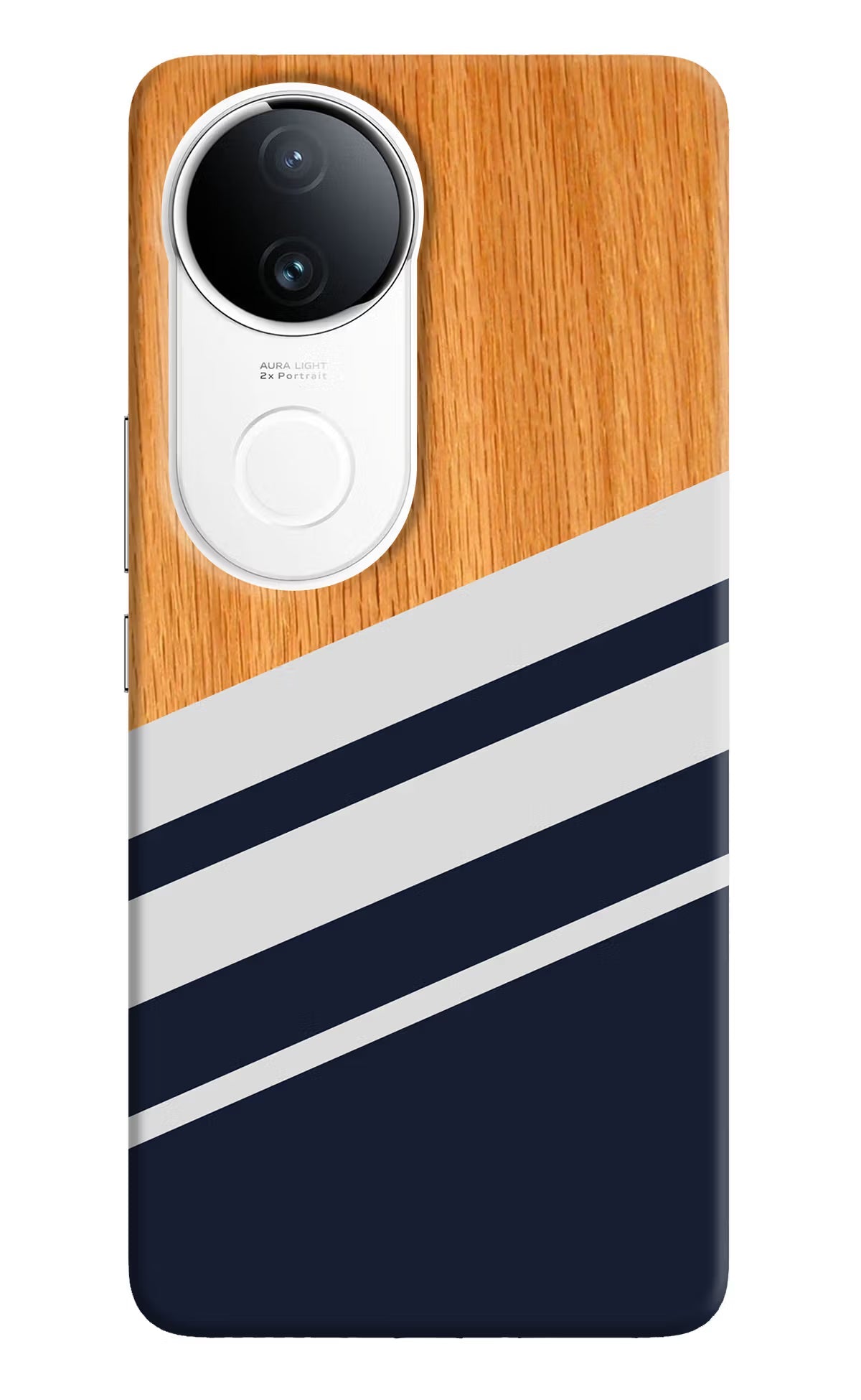 Blue and white wooden Vivo T4R 5G Back Cover