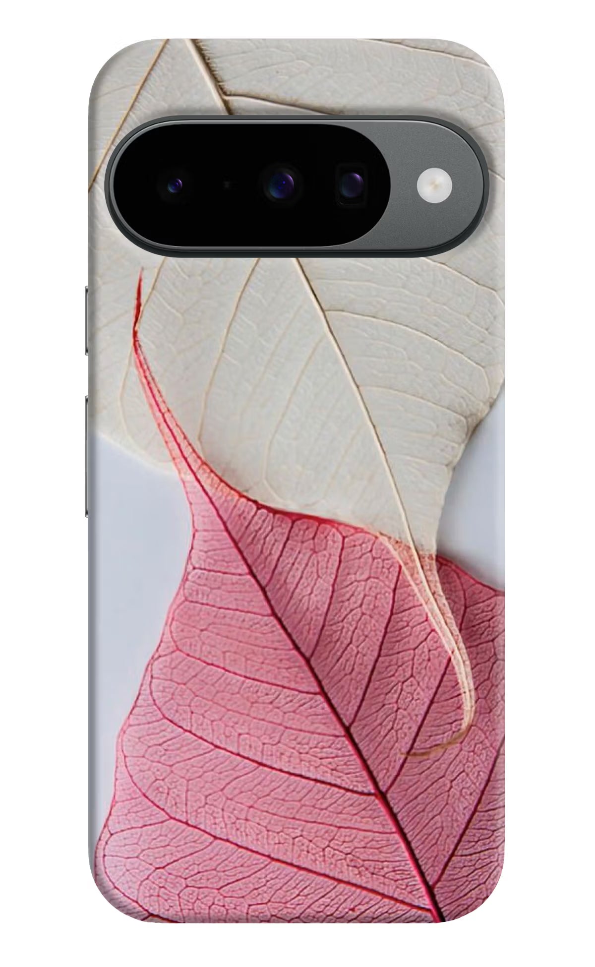 White Pink Leaf Google Pixel 10 Back Cover
