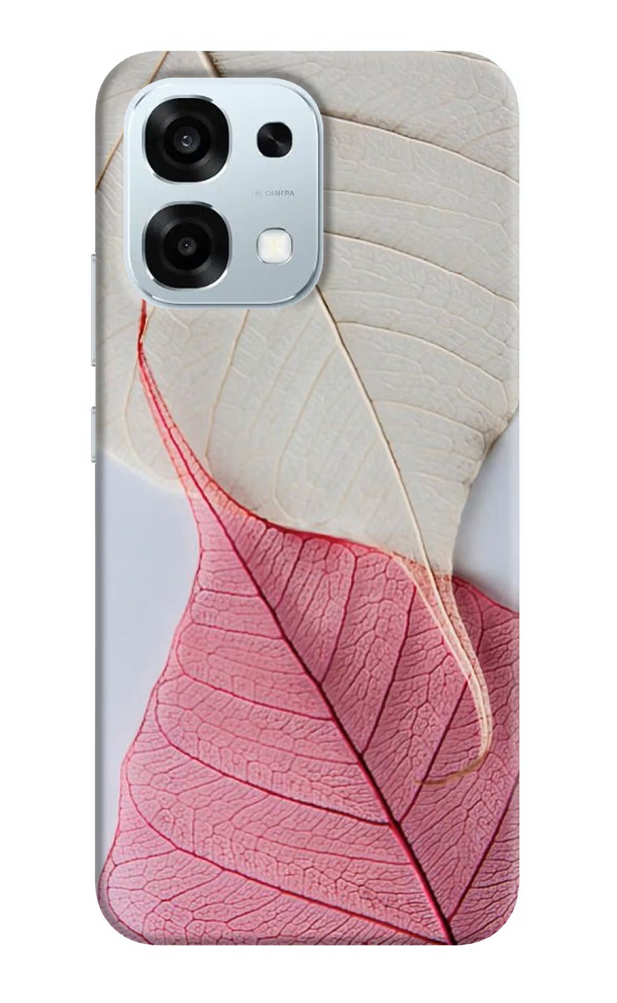 White Pink Leaf Oppo F31 5G Back Cover