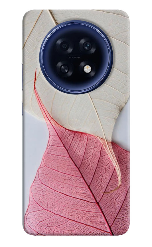 White Pink Leaf Oppo F31 Pro Plus 5G Back Cover