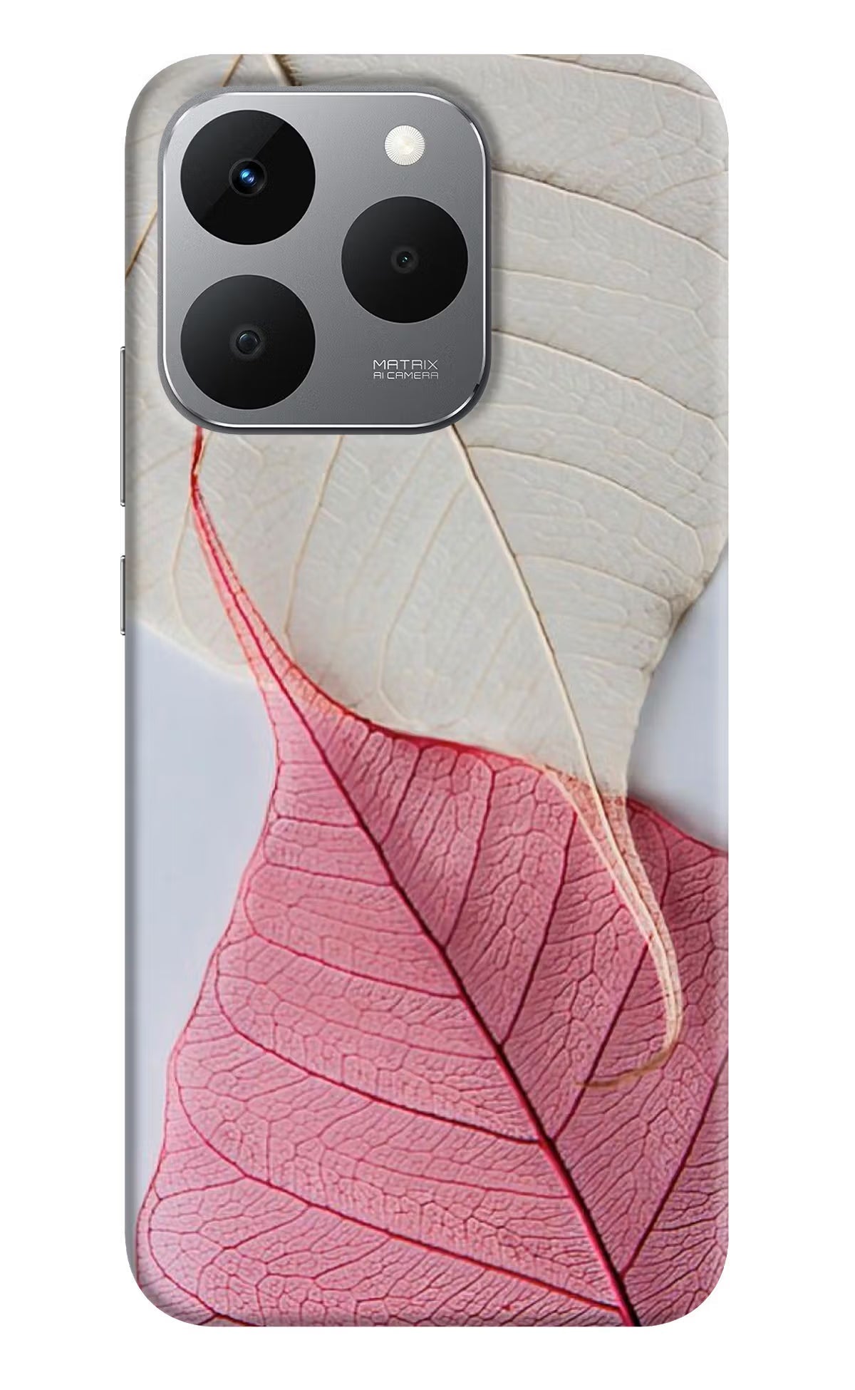 White Pink Leaf Realme 15T 5G Back Cover
