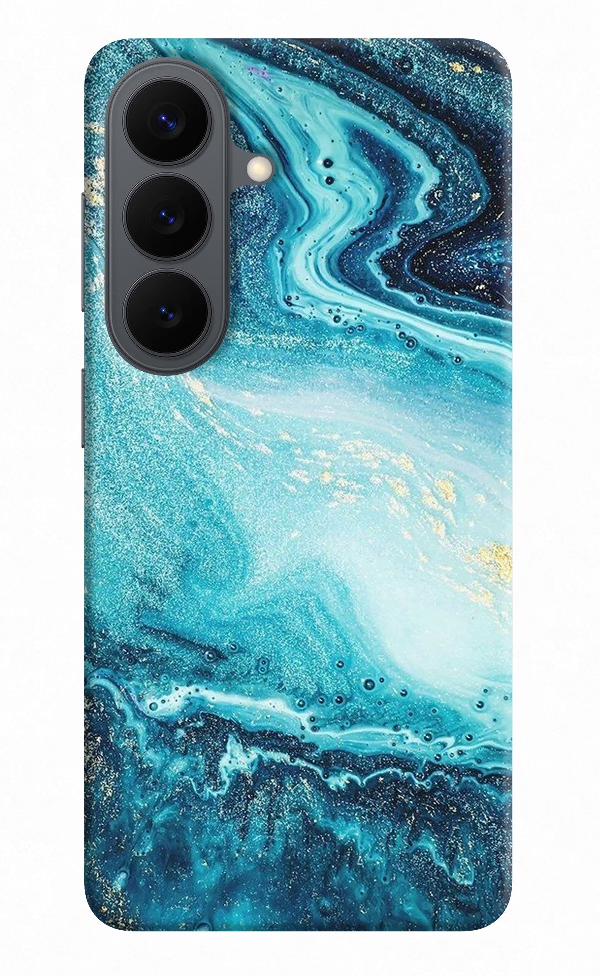 Blue Glitter Marble Samsung S26 Back Cover